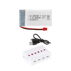 드론배터리 3.7v 650mah 1개 멀티충전기 1개세트 HC타입 SYMA X5H 시리즈 SKD11, (X5H) 650mah1개+6in1충전기1개