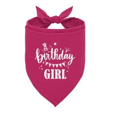 ZPPRJF Birthday GIRL 걸 강아지 반다나 딥 핑크 재미있고 귀여운 애완견 삼각형 스카프 스카프 액세서리 여아 개 소형 중형 대형견용 반다나 E