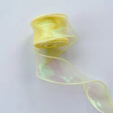 絲巾緞帶 【超3千回頭客】幻彩4cm魚尾炫彩大卷絲帶花束包裝蛋糕裝飾鮮花彩帶波浪炫彩絲帶, 檸檬黃9米, 1個