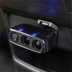 汽車三孔擴充充電器 USB充電, 黑色, 可調式