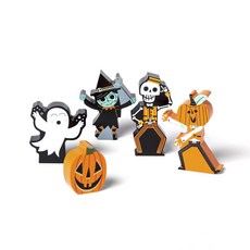 Hyde & Eek! Boutique 미니 맨틀 할로윈 데코 액세서리 5종 세트, 1개, Witch + Skull + Ghost + Pumpkin Man + Jack-O'-Lantern