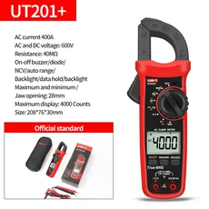 UNI-T UT201/202/203/204 Plus 디지털 클램프 미터 400-600A 전류 자동 범위 True RMS 펜치 전류계 전압계, 04 UT201 Plus