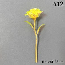 러브 발렌타인 데이 24K 골드 도금 로즈 미니 크리스탈 장미 꽃 새해 결혼식 축하 및 기념품 선물 테이블 장식, A12, 12) 12, 1개