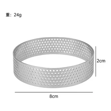스테인리스 스틸 주방 케이크 틀 내열성 구멍 뚫린 원형 타르트 링 쿠키 및 페이스트리 원형 커팅 틀 베이킹 도구, 5)8cm