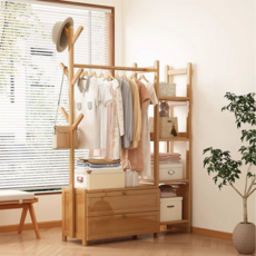 兒童實木衣櫃 牛角款97cm 開放式寶寶衣物收納櫃 多功能兒童房儲物櫃, 長70網格翻蓋【原色】-無置物架