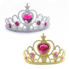 공주 왕관 하트 크라운 파티 생일 촬영 헤어밴드 장식 아동 여아 액세서리, 1개, 실버 블루