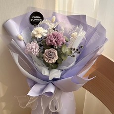 Floraflower 母親節康乃馨花束 - 浪漫紫〖母親節禮物〗永生花花束 乾燥花 紫色花束 精美禮物 生日 情人節, 花束(無提袋)