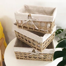 編織收納籃 整理籃, 淺卡其色, 1個