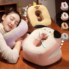 앉아서자는베개 앉아서 자기 쿠션 장거리비행 목베개, 02.커피베어