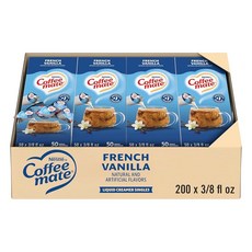 Nestle Coffee mate 커피 크림 오리지널 액상 크림 1회용 비유제 성분 냉장 필요 없음 박스당 50개(4팩), 프렌치 바닐라, 11ml