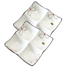 해피식탁 4절 나눔접시 반찬접시 안주접시, 2개, 혼합