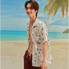 레노마수영복 *지퍼백 폴리백 증정* 남성 오션 반팔 커버업 셔츠 화이트 RN-티에스2E302-WH 8012938