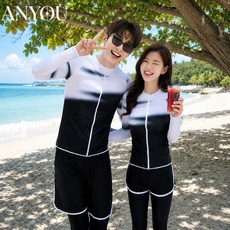ANYOU 커플 래쉬가드 세트 집업 슬리핏 상하세트 비치웨어