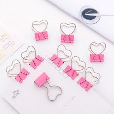 핑크 철제 하트 집게 페이퍼 더블 클립 [핑크덕후 미니 바인더 문구용 다꾸 클립집게]