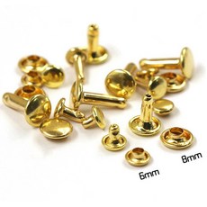 솔리드 황동 도금되지 않은 컬러 양면 캡 스터드 리벳 가죽 공예 지갑 벨트 가방 신발 애완 동물 칼라 액세서리, [08] 10x6mm