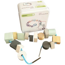 兒童益智旅行鐵盒裝 寶寶早教認知玩具 - 魔方 拼圖 積木 陀螺, 1個, 15片