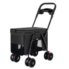 寵物推車 貓狗適用 可拆卸折疊 鋁合金材質 透氣大空間 中小型寵物便攜外出提籃/寵物包, 88黑丨大空間高強碳鋼可承重20.0公斤, 1個