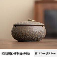 VANLUEE 陶瓷帶蓋防飛灰菸灰缸 家用, 1個, 石頭紋菸灰缸赤棕:標準尺寸2567