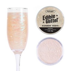 식용 글리터 펄 Sujoygar 10g 청록색 칵테일 음료 케이크용 공작새 파란색 100% 식품 안전 케이크 광택 가루 부활절 인어 음식 장식 무맛, 무지개 흰색