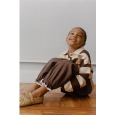 [국내배송] 자라 ZARA 스트라이프 폴로 스웨트셔츠 - 브라운 970419