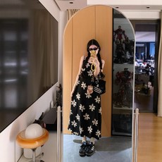 해변 휴가용 플로럴 프린트 블랙 슬립 드레스 여성 여름 핫 아이템 비치 롱 드레스