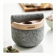 Luntayo 石臼搗蒜器 家用香料研磨器 花崗岩套裝, 1個, 花崗岩石臼套裝