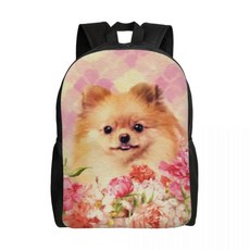 포메라니안 드워프 스피츠 배낭 캐주얼 대학 학교 애완 동물 강아지 가방, 1개, 6. 14