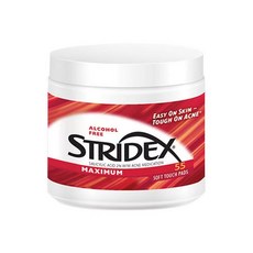 Stridex 舒緩敏感肌專用棉片，含蘆薈精華，溫和清潔毛孔，預防痘痘生成, 1個, 55片