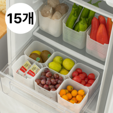 모어블리 냉장고 정리용기 칸칸이 수납 트레이 15개 세트, 화이트