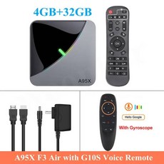 TV 셋톱 박스 스마트 수신기 OTT Woopker-a95 x F3 에어 안드로이드 9.0 Amlogic s905 3 4GB 64GB 블루투스 와이파이 4K 미디어 플레이어 구, Eu 플러그, 4gb 32gb G10S Rc