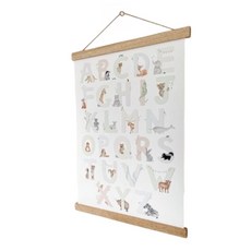 英國Little Roglets 動物字母海報，兒童房裝飾，可愛動物字母設計，附木質掛軸, 無框
