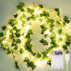 2팩 6.56피트 바인 요정 조명 80LED 배터리USB 작동 스트링 비 가든 침실 파티 벽걸이 장식용, Pothos-USB/Battery