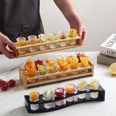 원목 우드 위스키 양주 샷잔 트레이 홀더 랙 유리잔 거치대, 1개, C_블랙 직렬 6구 프레임 4cm