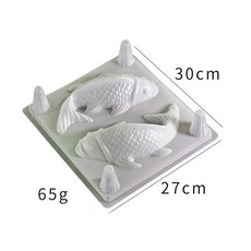 물고기 잉어 베이킹몰드 실리콘 모양틀 디저트 초콜렛, 1개, PP 다리 있는 물고기 2마리 (YB-350)