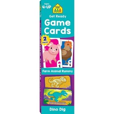 School Zone Get Ready Game Cards Farm Animal Rummy & Dino Dig 2-Pack: 108 Flash Cards Preschool, School Zone Get Ready Game Car