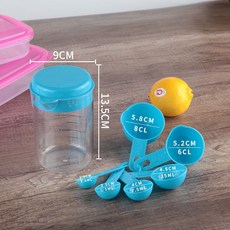 DFMEI 量勺量杯套裝塑料帶刻度500ml烘焙工具7PC組合廚房量麪粉勺子, 1個, Φ8.5x13.2cm粉色:如圖