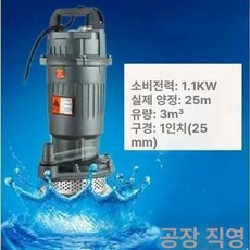 수족관 수족관펌프 환수용 어항펌프 수륙양용 수족관용, 1.1kw 1인치 양정 25m 삼상 380V, 1개
