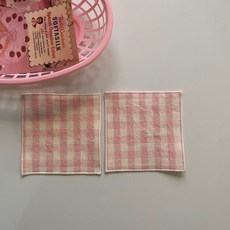 컵받침 패브릭 코스터 체크 시리즈 2p, 연핑크, 1세트