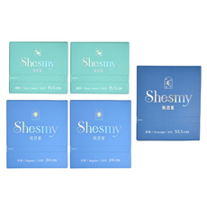 【Shesmy 旭思蜜】可分解衛生棉(含護墊)-環保透氣親膚, 1個, 5個裝, 大型