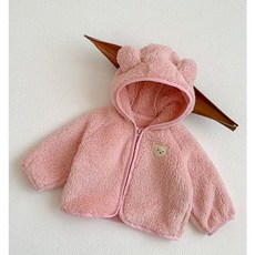 台灣24H速發 H2 韓版 男女寶寶冬裝 絨毛外套 小熊帶帽開衫 羔羊毛上衣