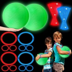 Hiboom 104피스 21.6cm(8.5인치) 야광 킥볼 피구 세트 펌프 포함 조명 놀이터 볼 2개 글로우 스틱 보관 가방 100개 놀이터 학교 뒷마당 게임 야외