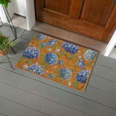 Evergreen Hydrangea Haven Coir Doormat 28"x16" Welcome Mats for Outdoor & Indoor Entrance Mud Ca