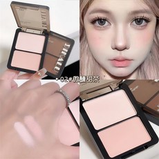 雙色修容盤，立體修容，鼻影陰影，啞光高光，粉餅腮紅多功能盤, 1個