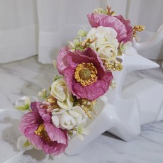 헤어 착용 셀프웨딩 머리 웨딩 양귀비 왕관 소녀 브라이덜샤워 화관 신부 꽃 모자 액세서리 여성 머리띠 장식 화환, Adjustable for all, Picture color 4