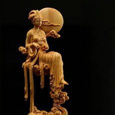 黃楊木雕擺件 嫦娥奔月 工藝藝術品, A款精雕款