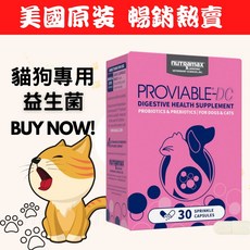 proviable-dc nutramax 寵物貓狗益生菌 犬貓腸胃保健 美國進口, 1個, 1盒30顆 效期2026/11
