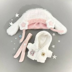 臺灣爆款 娃衣 棉花娃娃衣服 配飾 裝飾 10cm新品毛絨絨粉色垂耳兔衣服棉花娃娃換裝星體可愛玩偶, 1個, 10cm娃衣