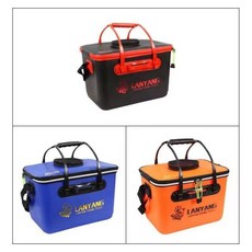 EVA 加厚折疊魚桶 活魚儲存水桶 釣魚箱附餌箱, 30cm无提手有网口,红色