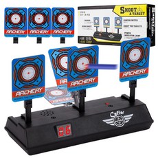 이동식 전자 자동 과녁판 너프건 사격완구 야외완구 양궁 사격 비비탄 전자타겟 (6 개 과녁판) 명절 선물, 1세트