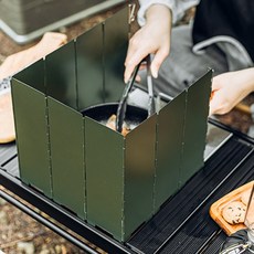 애플민트 캠핑 10단 접이식 가스 버너 바람막이 가림막+케이스, 1개, 2.카키